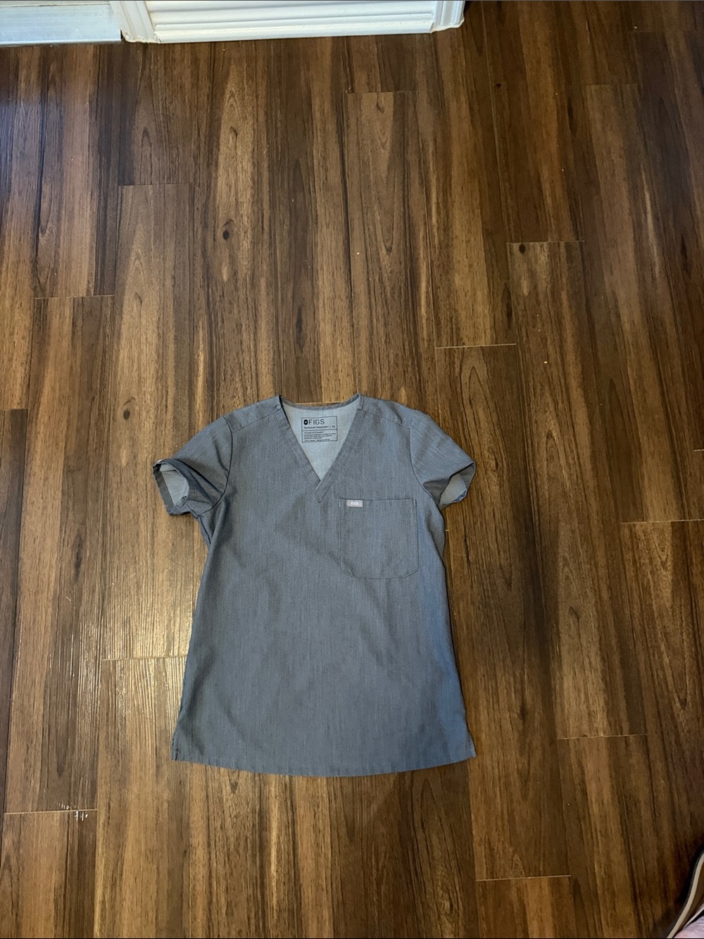 Grey V-neck Medical Scrub Top